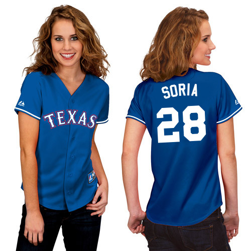 Joakim Soria #28 mlb Jersey-Texas Rangers Women's Authentic 2014 Alternate Blue Baseball Jersey